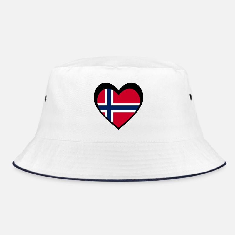Norge Svart Hjerte – Kjærlighet til Norge - Bucket Hat - white/navy
