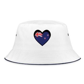 Ngākau Pango Aotearoa - Bucket Hat - white/navy - Front