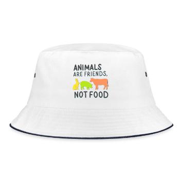 Animals are friends, not food - Bucket Hat - white/navy - Front