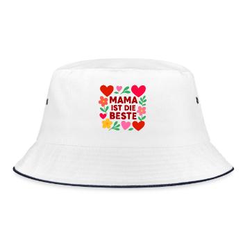 Mama ist die Beste  - Bucket Hat - Weiß/Navy - Vorne