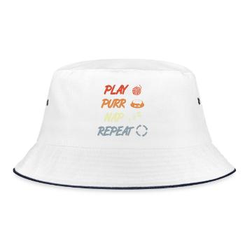 Spielen Schnurren Schlafen Wiederholen - Bucket Hat - Weiß/Navy - Vorne