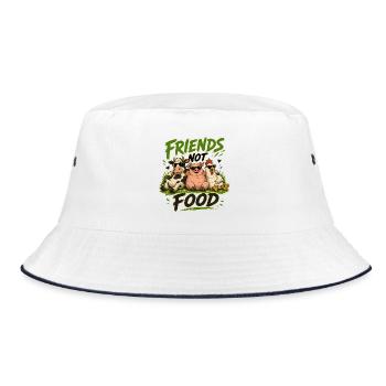 Friends not Food - Veggie/Vegan Animals Funny Motif - Bucket Hat - white/navy - Front