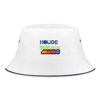 House-Musik - Bucket Hat - Weiß/Navy - Vorne