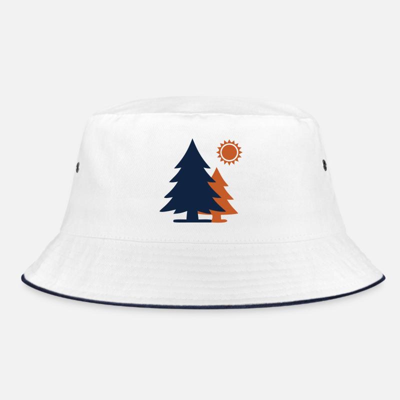 Fir Trees Forest Sun Minimalism Bucket Hat