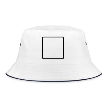 Square Frame Rounded Outline - Bucket Hat - white/navy - Front