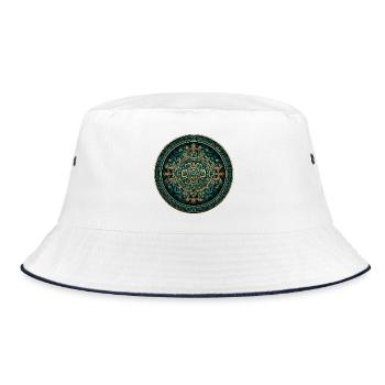 Azteken Sonnenkalender Gold - Bucket Hat - Weiß/Navy - Vorne