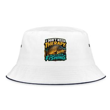 Common Carp Fishing Funny Angler - Bucket Hat - white/navy - Front