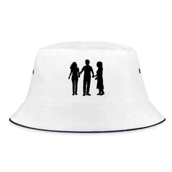People Group Silhouette Friends Team Together - Bucket Hat - white/navy - Front