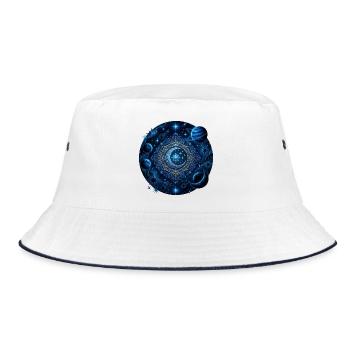 Space Planets Galaxies Stars Moons - Bucket Hat - white/navy - Front