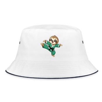 Faultier Karate Tritt Kampfsport Kampfkunst - Bucket Hat - Weiß/Navy - Vorne