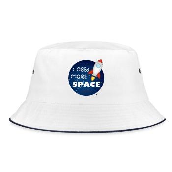 Weltraumrakete in einem blauen Kreis Abbildung - Bucket Hat - Weiß/Navy - Vorne
