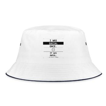 I Was Social Once. It Was Awful. Introvert - Bucket Hat - white/navy - Front