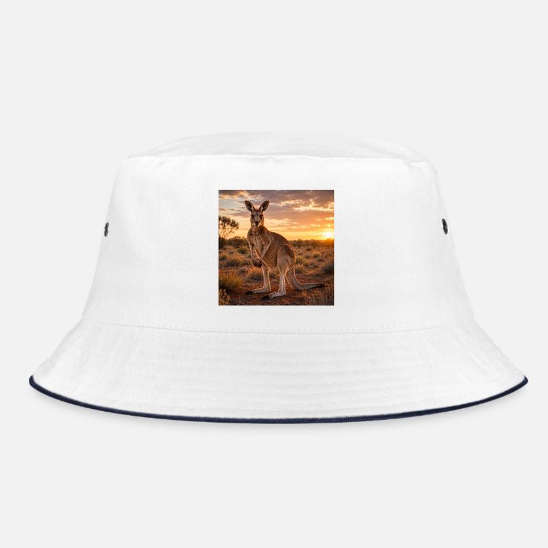 Kangaroo at sunset - Bucket Hat - white/navy
