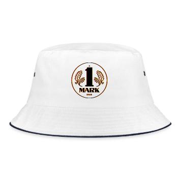 Ostmark 3D Schwarz Rot Gold - Bucket Hat - Weiß/Navy - Vorne