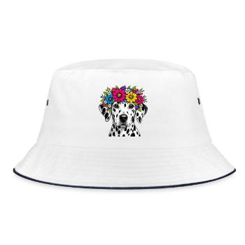 Dalmatian with flower wreath - Bucket Hat - white/navy - Front