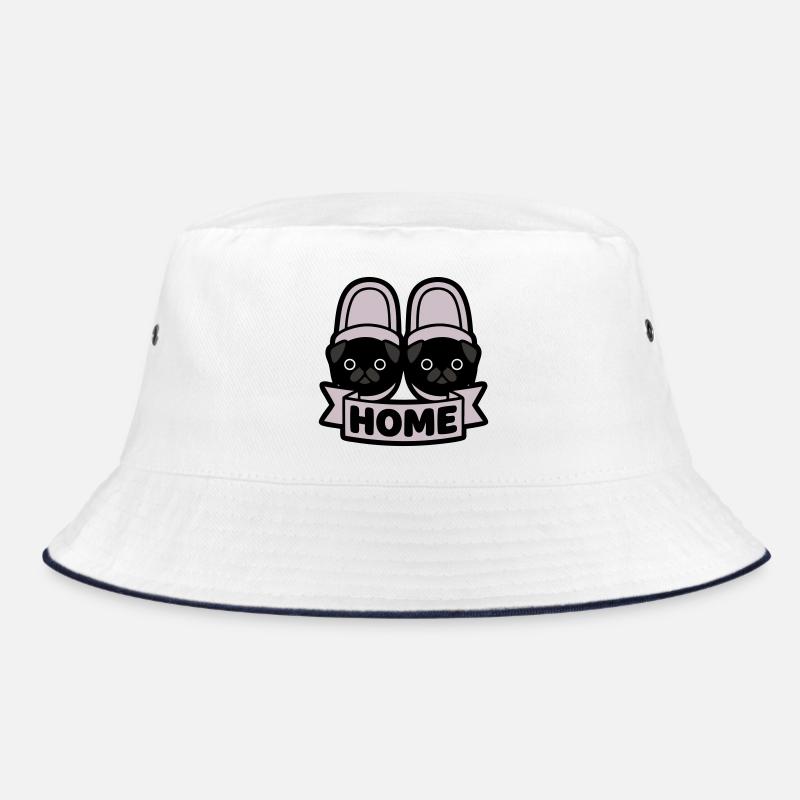Pug Slippers Home Banner Bucket Hat