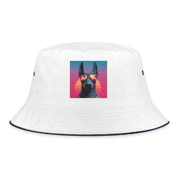 Anubis Synthwave - God on Vacation - Bucket Hat - white/navy - Front