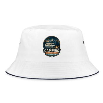Sterne an - Alltag aus - Bucket Hat - Weiß/Navy - Vorne