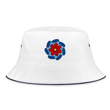 Red Flower Blue Mandala - Bucket Hat - white/navy - Front