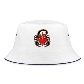 Scorpion heart in flames tattoo style - Bucket Hat - white/navy - Front