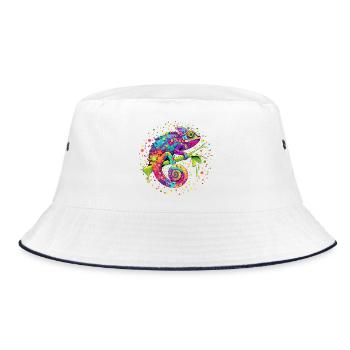 Chameleon Watercolor Fantasy - Bucket Hat - white/navy - Front