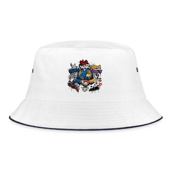 Weltfrieden Graffiti: Hände verbinden - Bucket Hat - Weiß/Navy - Vorne