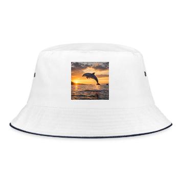 Dolphin at sunset - Bucket Hat - white/navy - Front