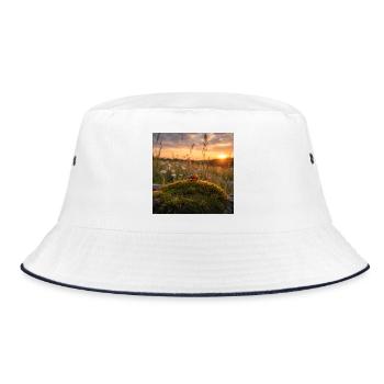 Ladybug in sunset and moss - Bucket Hat - white/navy - Front