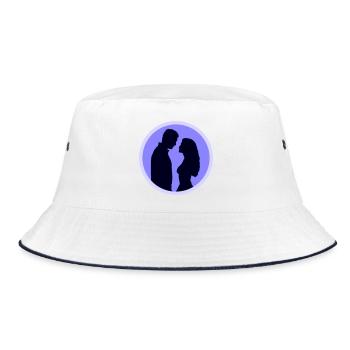 Couple Silhouette Love Romance Valentine's Day Boyfriend - Bucket Hat - white/navy - Front