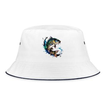 Jumping Carp - Bucket Hat - white/navy - Front