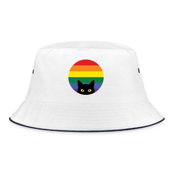 Pride Month LGBT - Peeking Cat - Bucket Hat - white/navy - Front