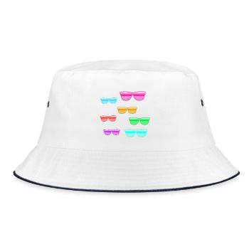 Sonnenbrillen - Bucket Hat - Weiß/Navy - Vorne
