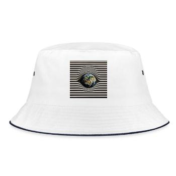 Earth in Optical Wave Pattern - Bucket Hat - white/navy - Front