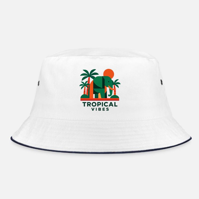 Tropical Elephant - Bucket Hat - white/navy