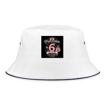 Prinzessin 6: Königin des Tages - Bucket Hat - Weiß/Navy - Vorne