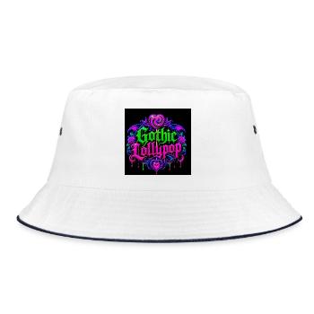 Gotische Halloween-Neonherz - Bucket Hat - Weiß/Navy - Vorne