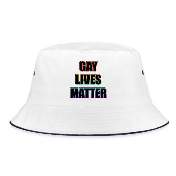 GAYS LIVES MATTER : LE MOIS DE LA FIERTÉ LGBT : Slogan arc-en-ciel - Bob - blanc/marine - Devant
