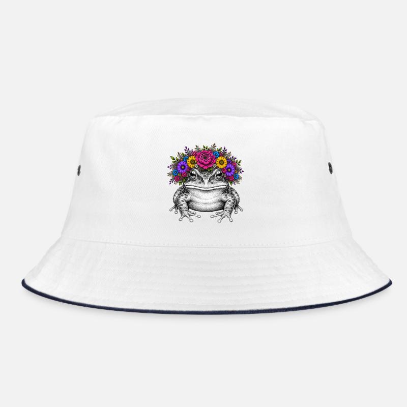 Grenouille avec corolle florale - Bob - blanc/marine