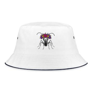 Blütenkrone-Ant Ameise - Bucket Hat - Weiß/Navy - Vorne