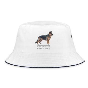 German Shepherd Low-Poly - Loyal, brave, true - Bucket Hat - white/navy - Front