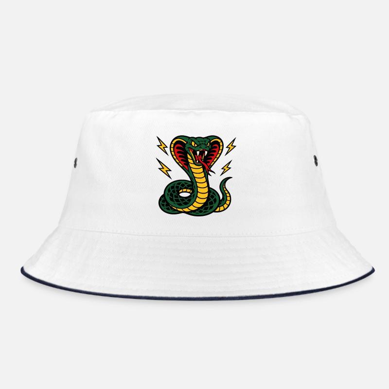 Wilde Kobra mit Tattoo-ähnlichen Blitzen Bucket Hat