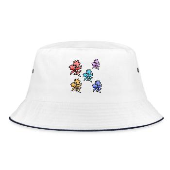 Blumen - Bucket Hat - Weiß/Navy - Vorne