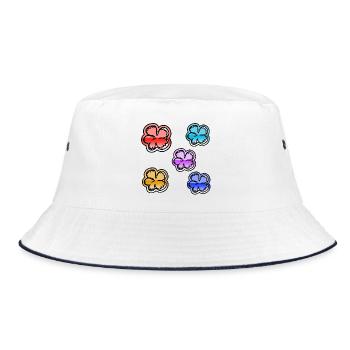 Blumen - Bucket Hat - Weiß/Navy - Vorne