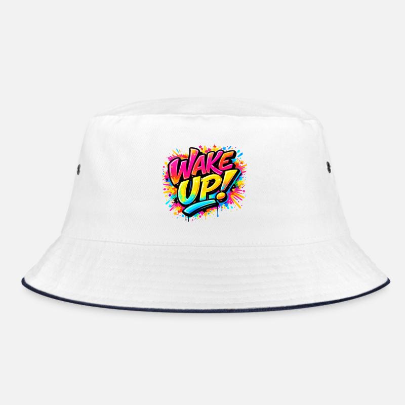 Wake_Up - Bucket Hat - white/navy