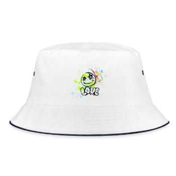 Neon Splatter Chaos - Bucket Hat - Weiß/Navy - Vorne