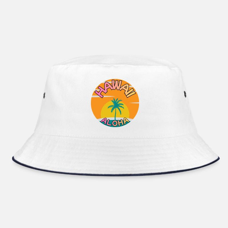 Coucher de soleil Hawaii Aloha avec palmier - Bob - blanc/marine