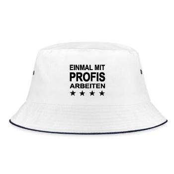 Arbeiten - Bucket Hat - Weiß/Navy - Vorne