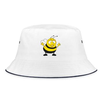 Brummy, the cool bumblebee - Bucket Hat - white/navy - Front