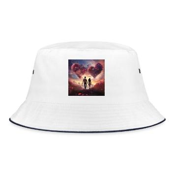 Heart cloud in evening light - Bucket Hat - white/navy - Front