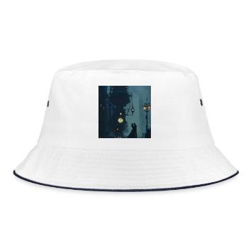 Steamboat romance in the fog - Bucket Hat - white/navy - Front